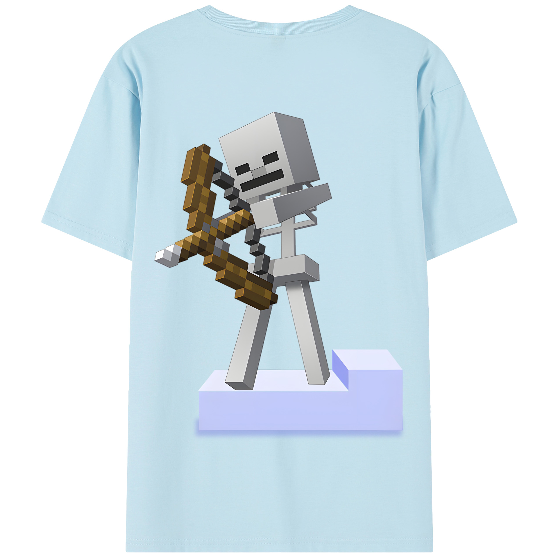 （画像用） マインクラフト ブロックの世界 Minecraft MC Block world 綿100％半袖Tシャツ（背面プリント）